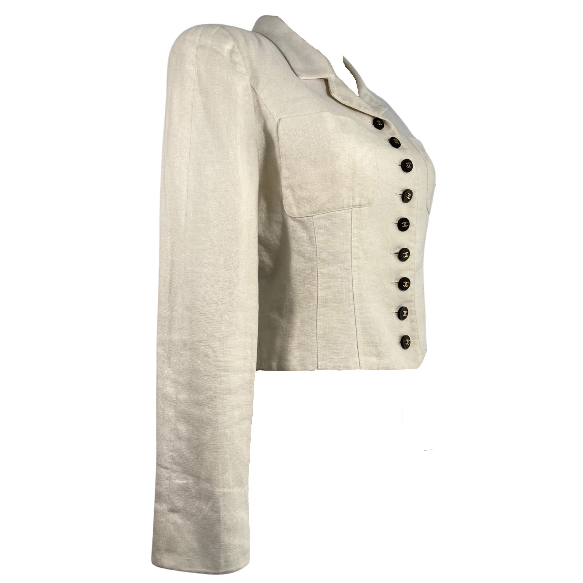 CHANEL Vintage classic Linen Button Up Jacket and Pant Set – Arete